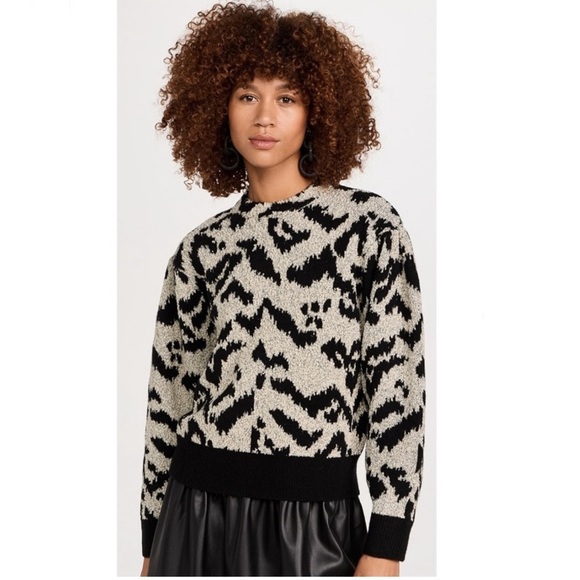 Ulla Johnson Nalla Texuted Animal Print Pullover Knit Sweater Grey Small - Picture 1 of 11